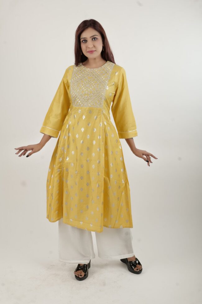 Women A Line Kurta With Silver Embroidery Work - Image 8