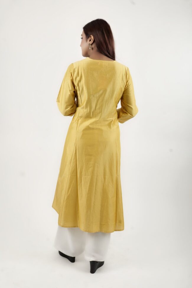 Women A Line Kurta With Silver Embroidery Work - Image 2