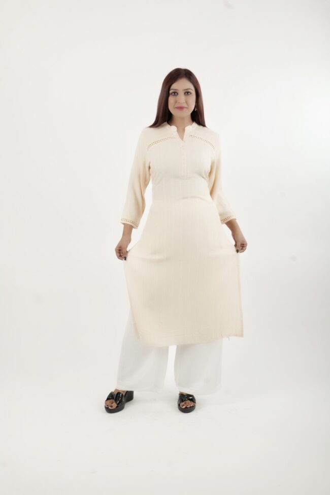 Women Rayon Kurta Straight Hemline