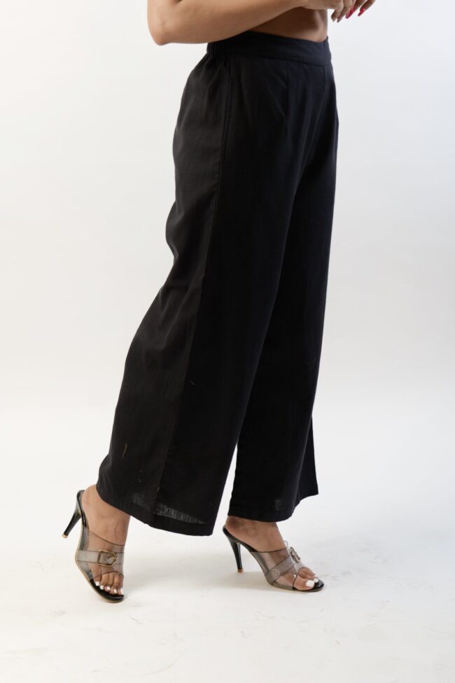 Women Black Cotton Flex Flared Bottom - Image 4