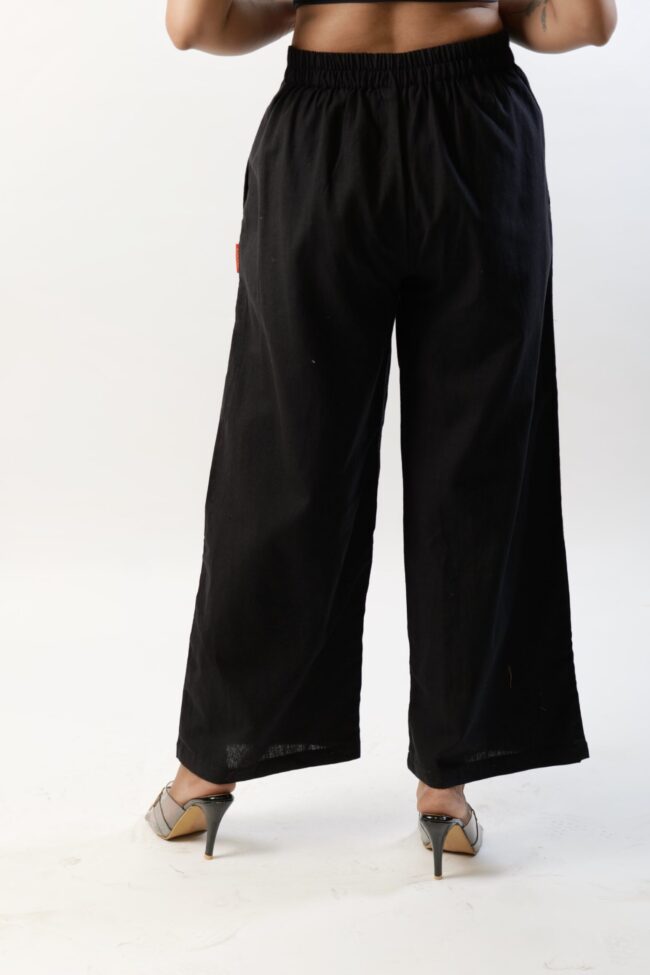 Women Black Cotton Flex Flared Bottom - Image 3