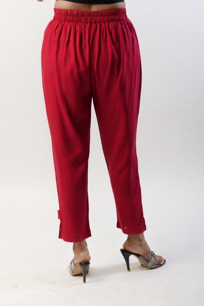 Women Red Rayon Narrow Bottom - Image 4