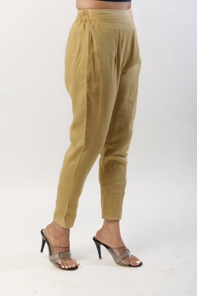 Women Beige Rayon Narrow Bottom