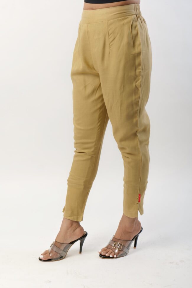 Women Beige Rayon Narrow Bottom - Image 4