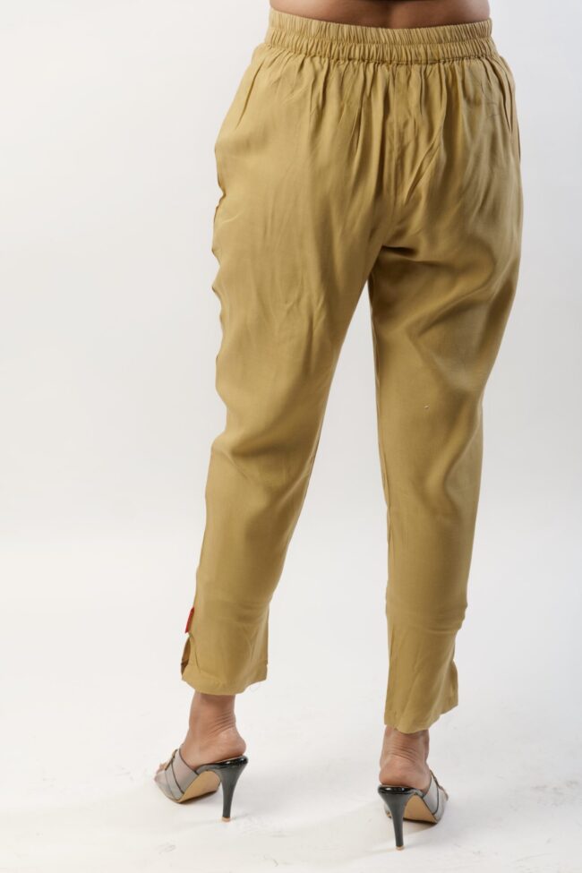 Women Beige Rayon Narrow Bottom - Image 3