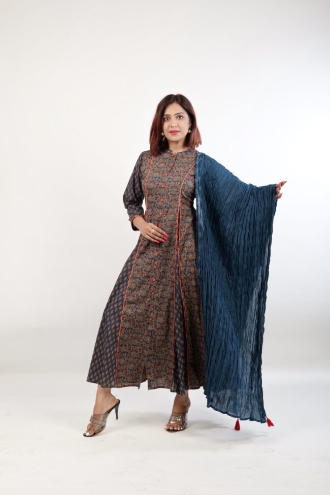 Women Blue Color Rayon Fabric Dress with dupatta - Image 5